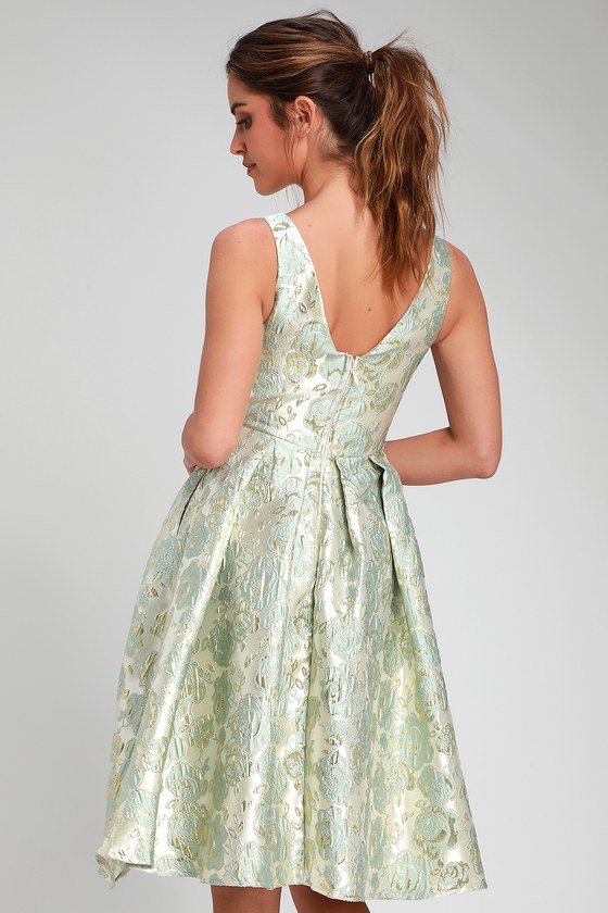Lovely Silver Dress - Jacquard Dress - Sleeveless Midi Dress - Lulus