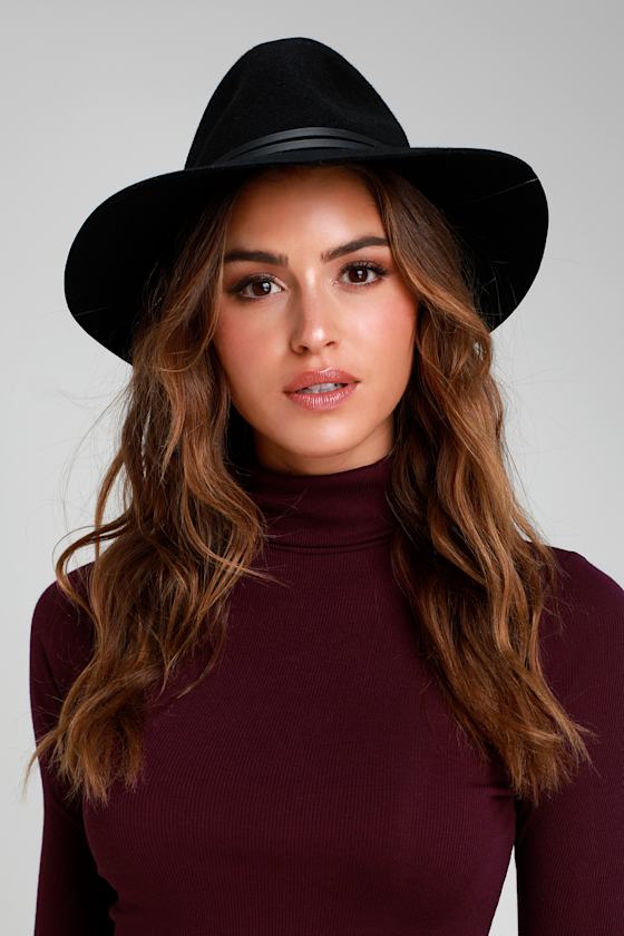 Chic Black Hat Fedora Hat Felted Wool Hat Lulus