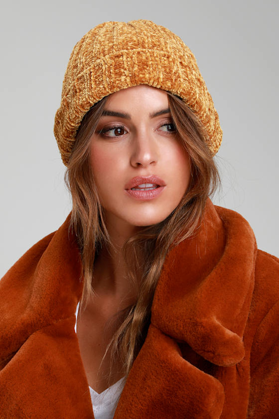 Cute Mustard Yellow Beanie Chenille Beanie Mustard Yellow Hat Lulus
