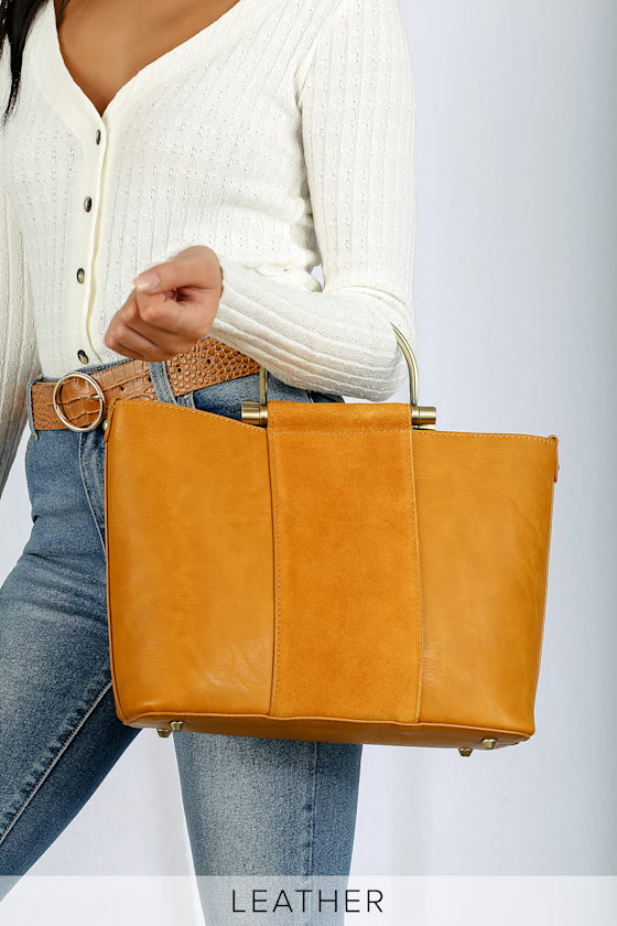 Chic Mustard Yellow Tote Suede Leather Tote Classic Tote Lulus