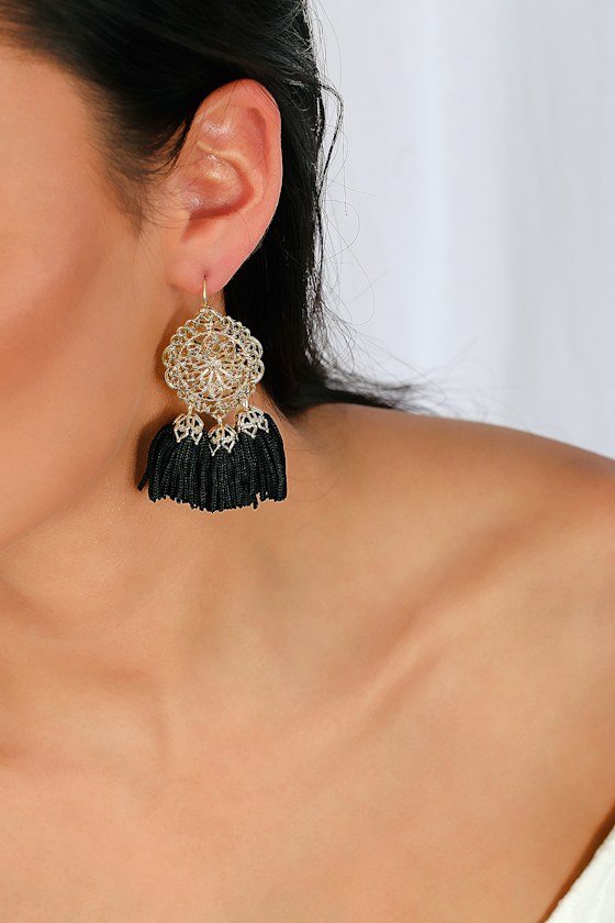Cute Tassel Earrings Black Tassel Earrings Boho Earrings Lulus