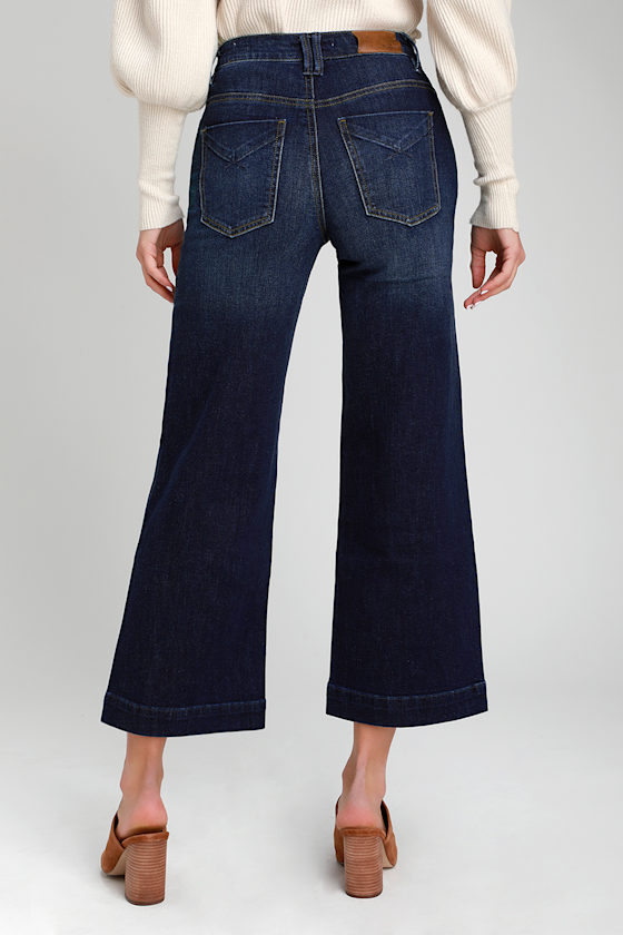 Greta Dark Wash Wide Leg Cropped Jeans 5