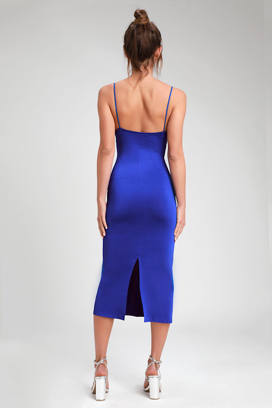 Royal Blue Slip Dress Cowl Neck Slip Dress Midi Slip Dress Lulus