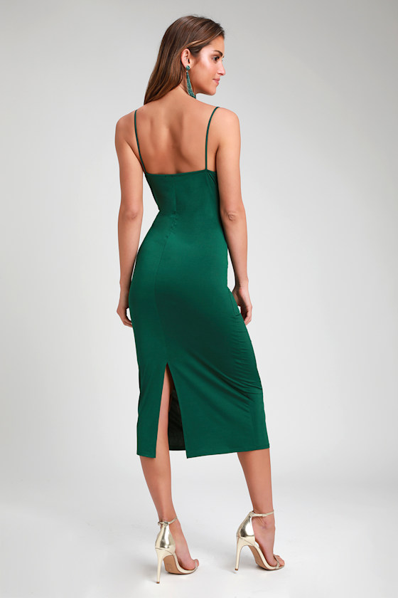 Dark Green Slip Dress Cowl Neck Slip Dress Midi Slip Dress Lulus