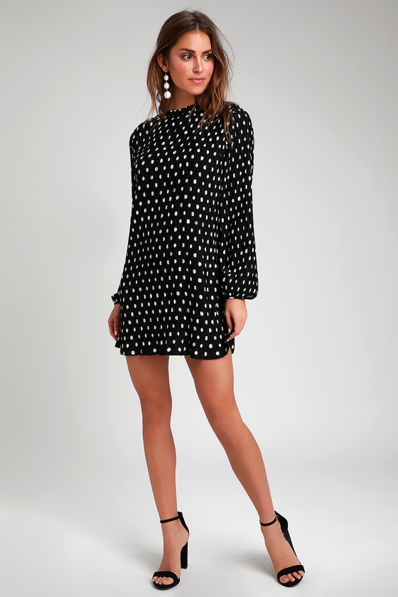 lulus polka dot long sleeve midi dress