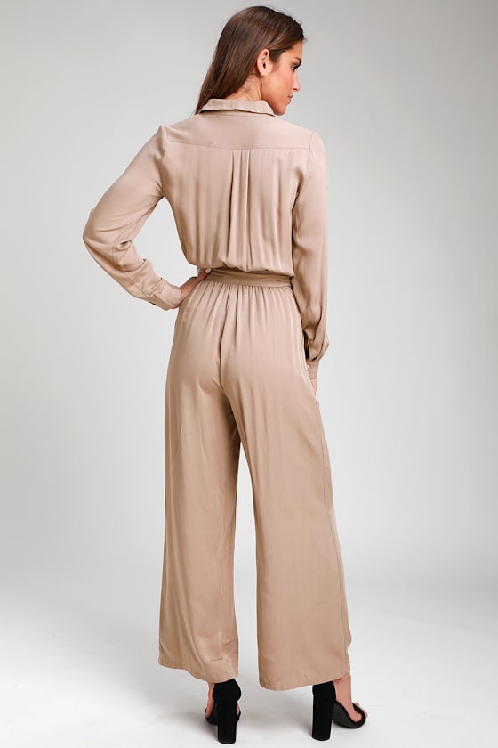 Good Mood Taupe Long Sleeve Jumpsuit 5