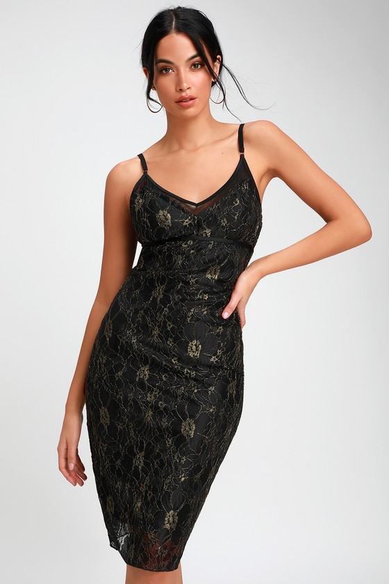 lulus black and gold dress