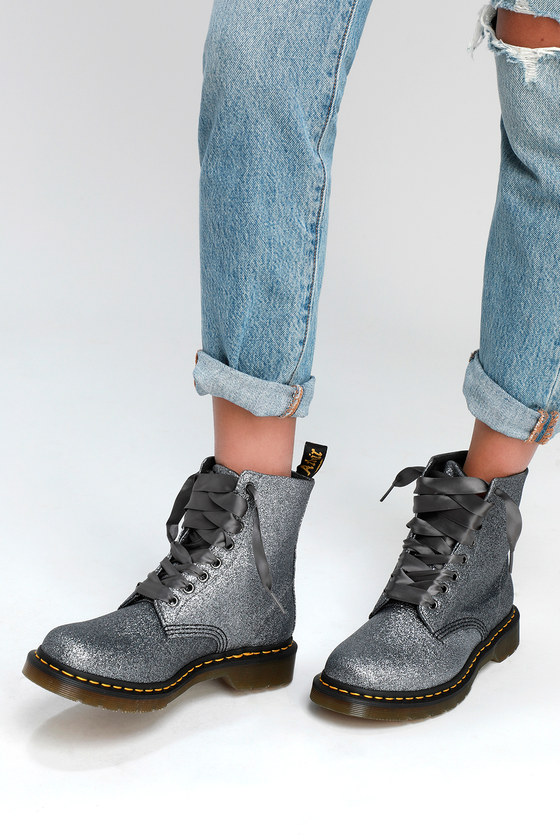 Bad een andere hotel Dr. Martens 1460 Pascal - Pewter Glitter Boots - Vegan Boots - Lulus