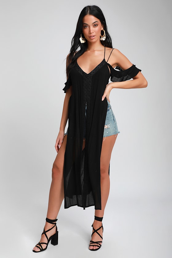 Sandy Cay Black Crocheted Cover-Up 1