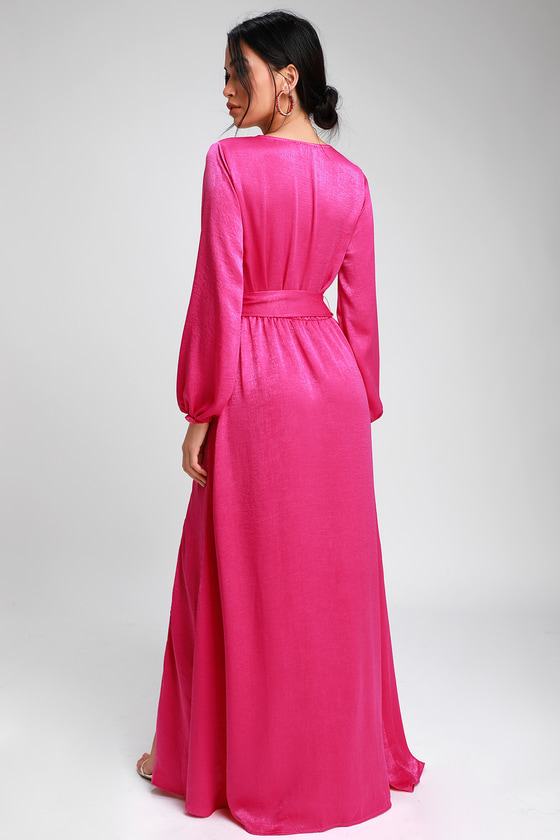 Fuchsia pink long sleeve deals dress
