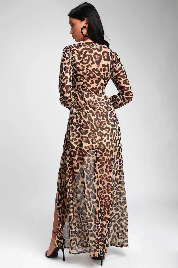 Sexy Brown Leopard Print Dress - Long Sleeve Dress - Maxi Dress - Lulus Sexy Brown Leopard Print Dress - Long Sleeve Dress - Maxi Dress - Lulus