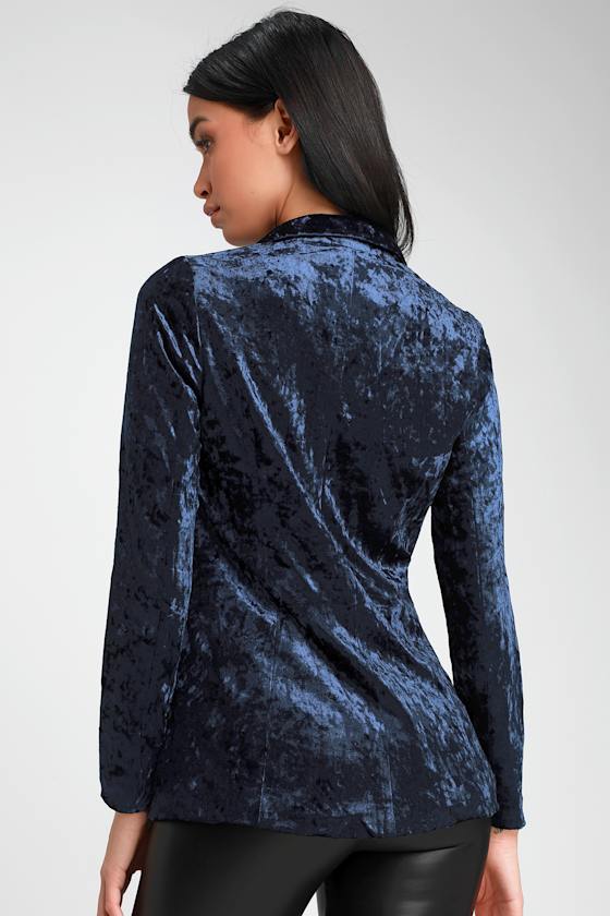 Style Report Navy Blue Velvet Blazer 1