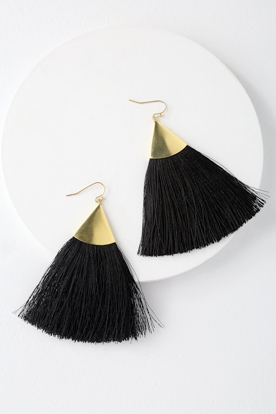 Cute Black Earrings Tassel Earrings Boho Earrings