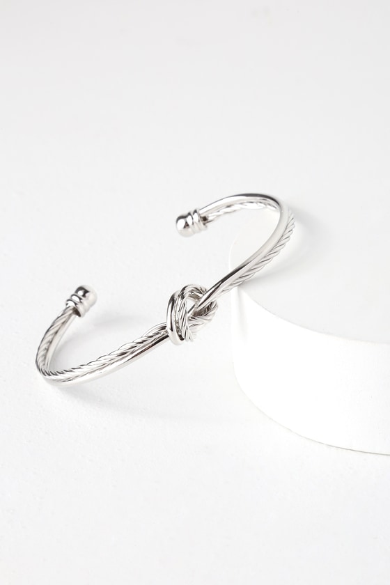 Sleek Silver Bracelet - Knot Bracelet - Cuff Bracelet - Lulus