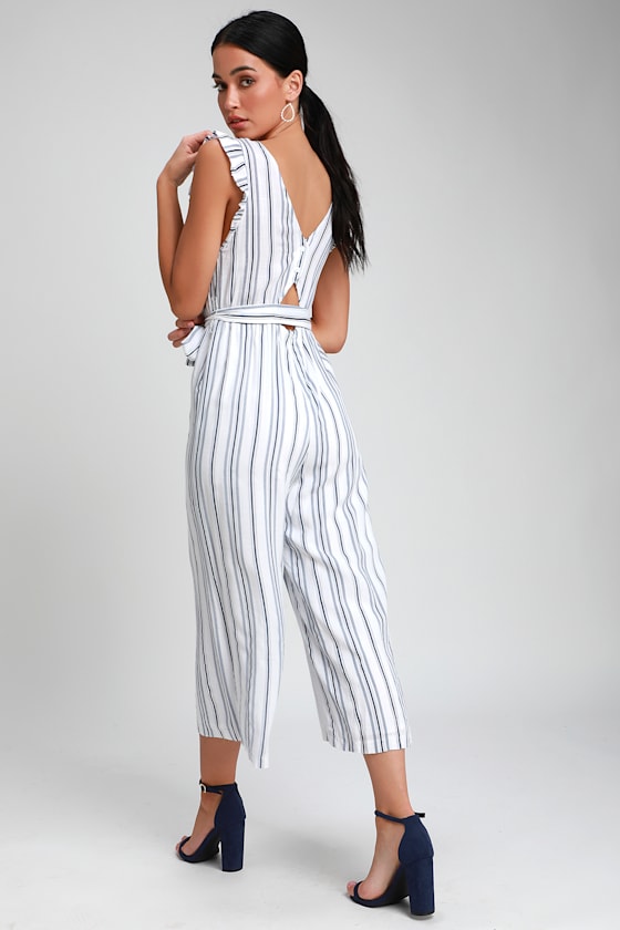 Cape Cod Cutie Navy Blue and White Striped Jumpsuit 5