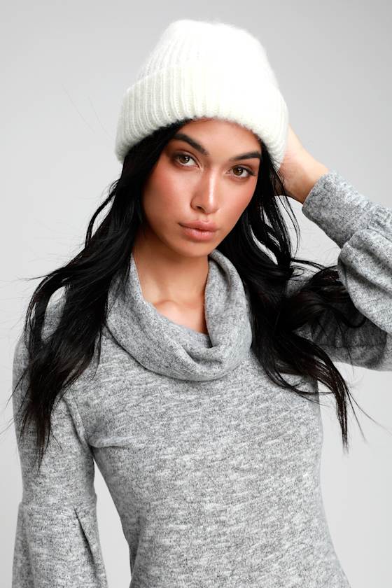 Fuzzy Beanie - White