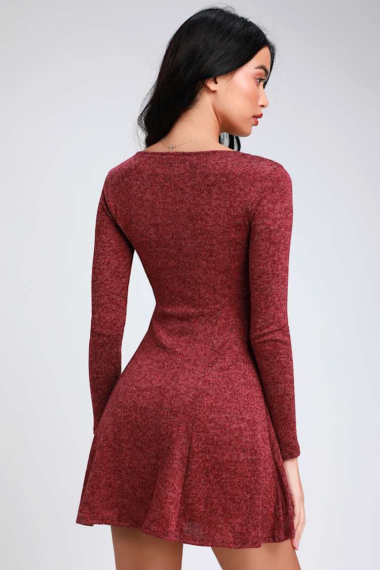 Cute Skater Dress - Burgundy Skater Dress - Knit Skater Dress - Lulus Cute Skater Dress - Burgundy Skater Dress - Knit Skater Dress - Lulus