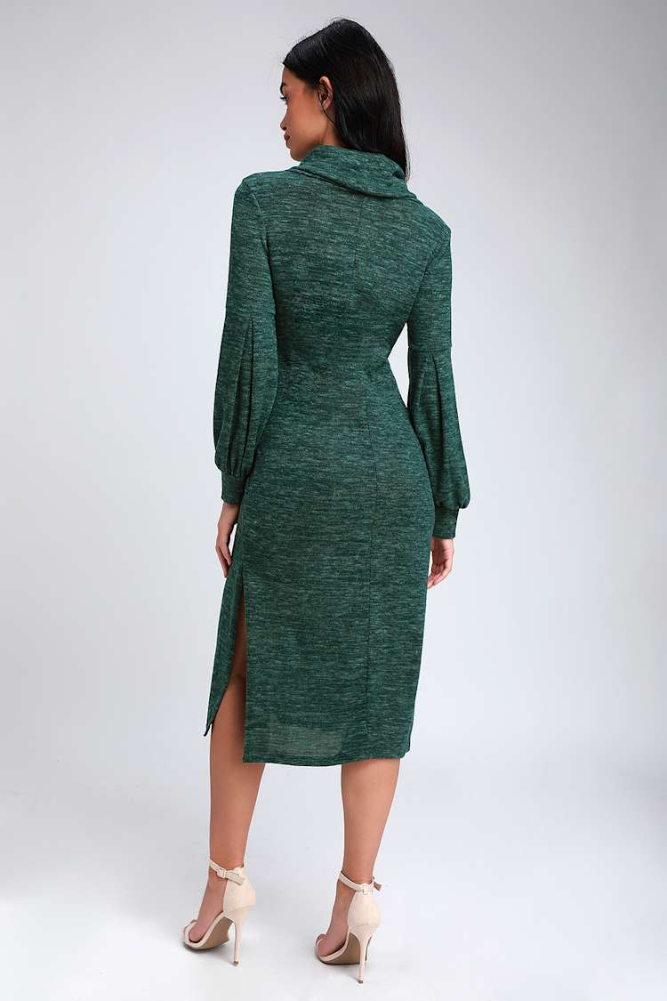 cowl neck sweater dress midi Cowlneck Sweater Dress - Tweed