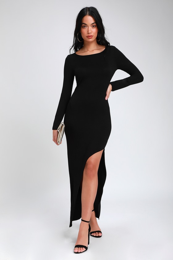 Cute Maxi Dress - Black Maxi Dress - Asymmetrical Maxi Dress - Lulus