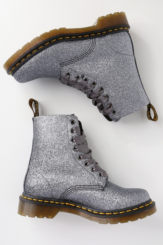 lilac pascal 8 eye glitter boots