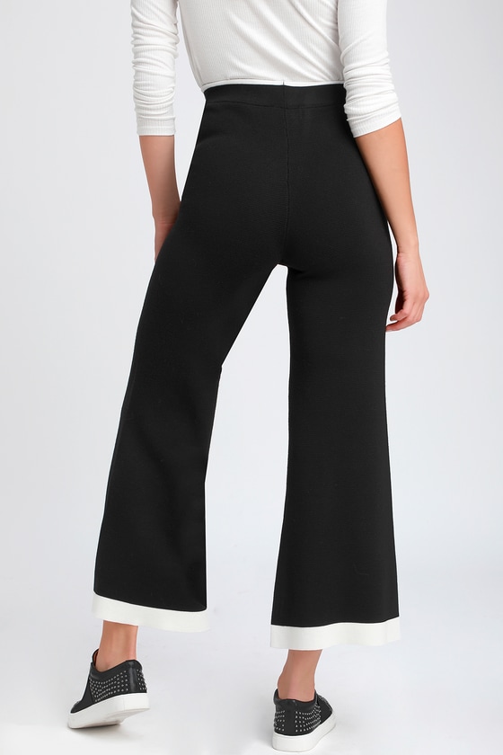 Cool Color Block Pants - Black and White Pants - Lounge Pants