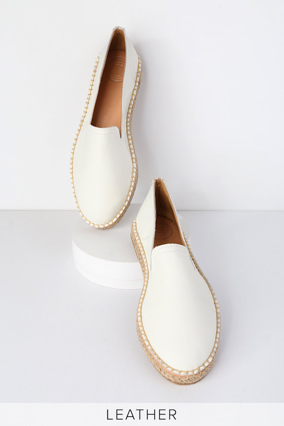 white leather espadrilles