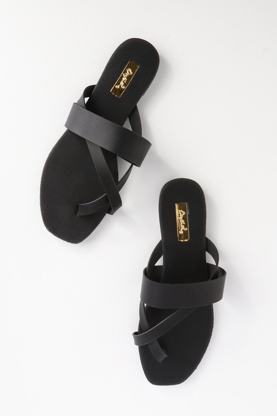 black flat formal sandals
