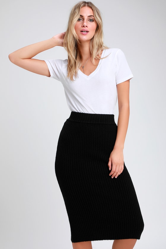 black knit skirt
