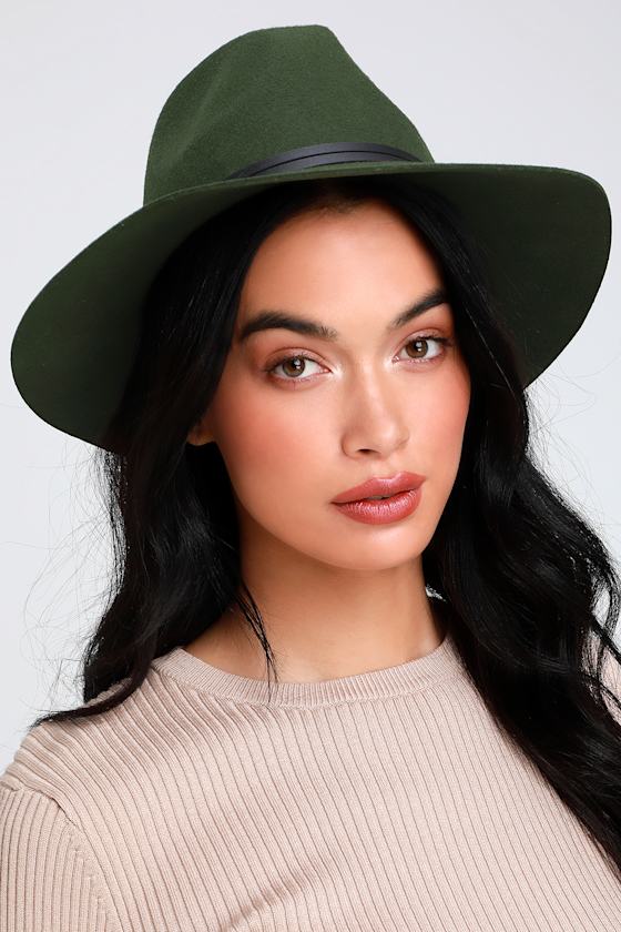 Chic Olive Green Hat Fedora Hat Felted Wool Hat Lulus
