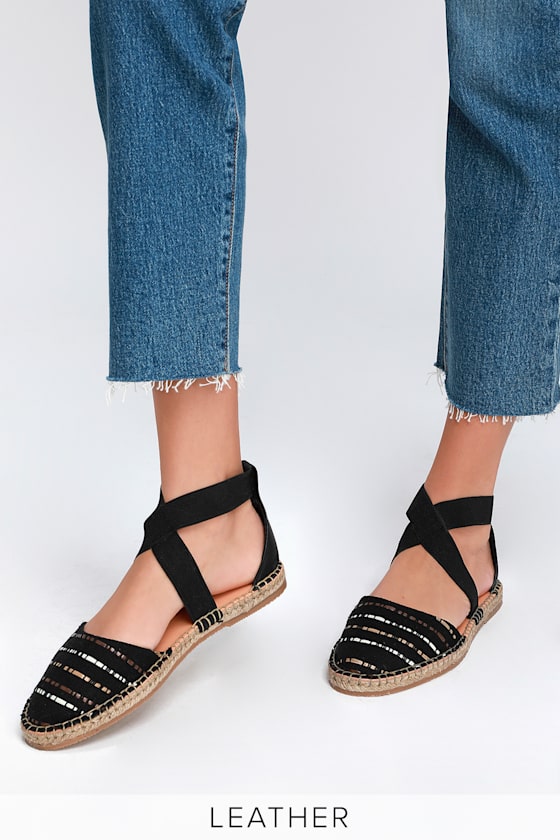 espadrille flats black