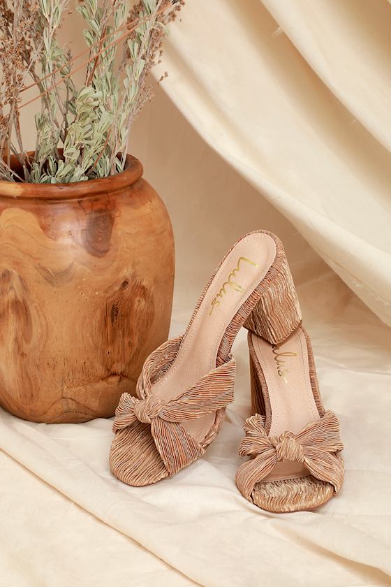 Asher Beige Fabric Knotted High Heel Sandals 5