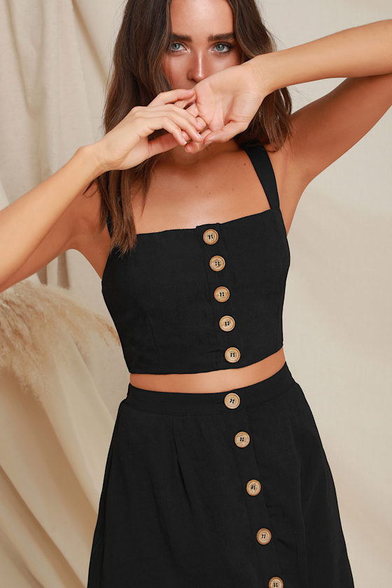 Cute Black TwoPiece Dress TwoPiece Midi Dress Lulus