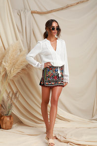 cropped small white wrap around sweater dress