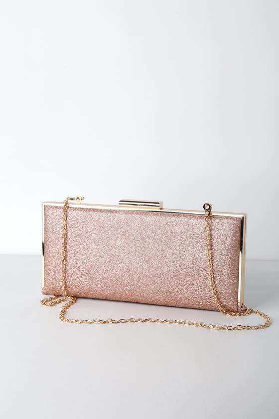 Shiny Rose Gold Clutch - Rose Gold Glitter Clutch - Pink Clutch - Lulus