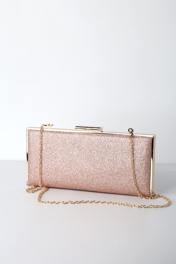 Shiny Rose Gold Clutch Rose Gold Glitter Clutch Pink Clutch Lulus