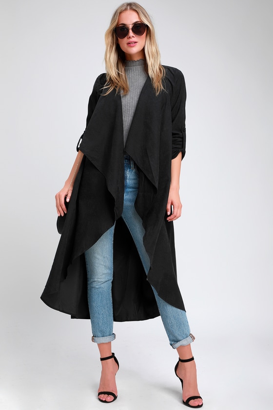 Cute Black Lightweight Coat - Black Duster - Duster Trench - Lulus