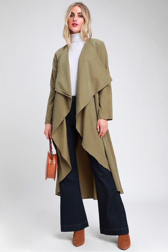 Cute Olive Green Lightweight Coat - Green Duster - Duster Trench - Lulus