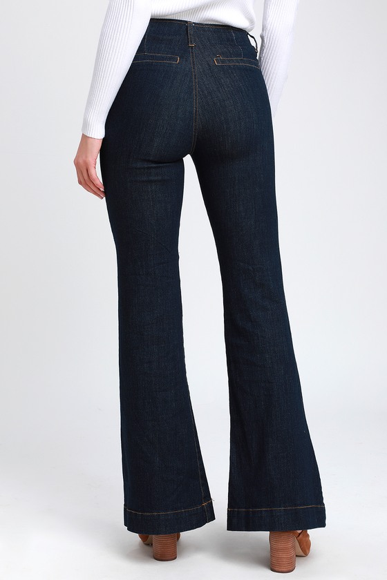 dark wash high waisted flare jeans