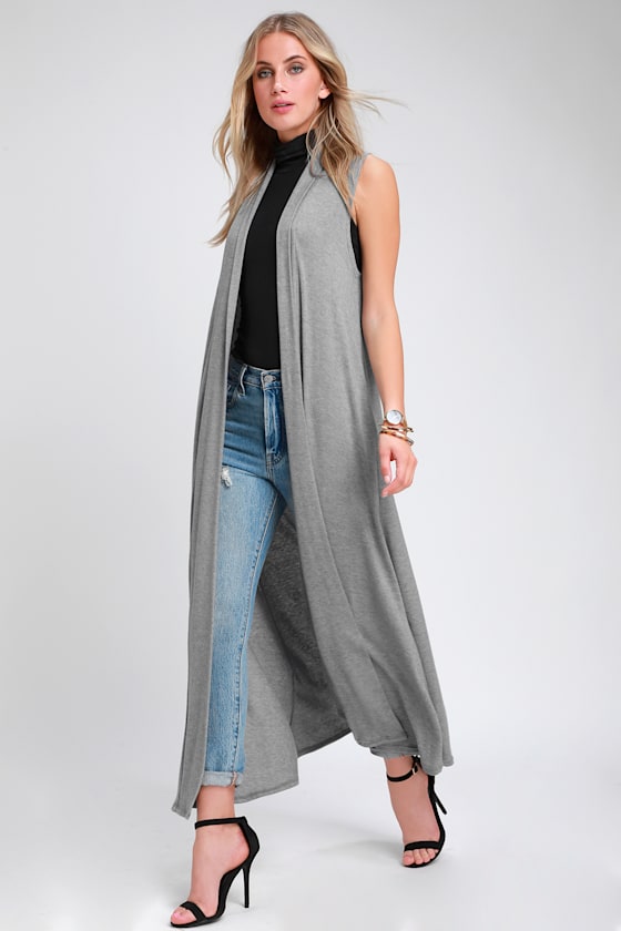 Insight Heather Grey Sleeveless Knit Duster 3