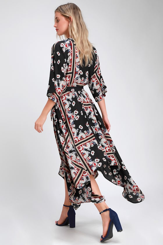 Delta Black Print Midi Dress 2