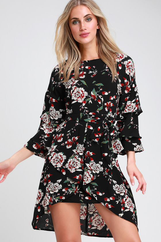 lulus black floral dress