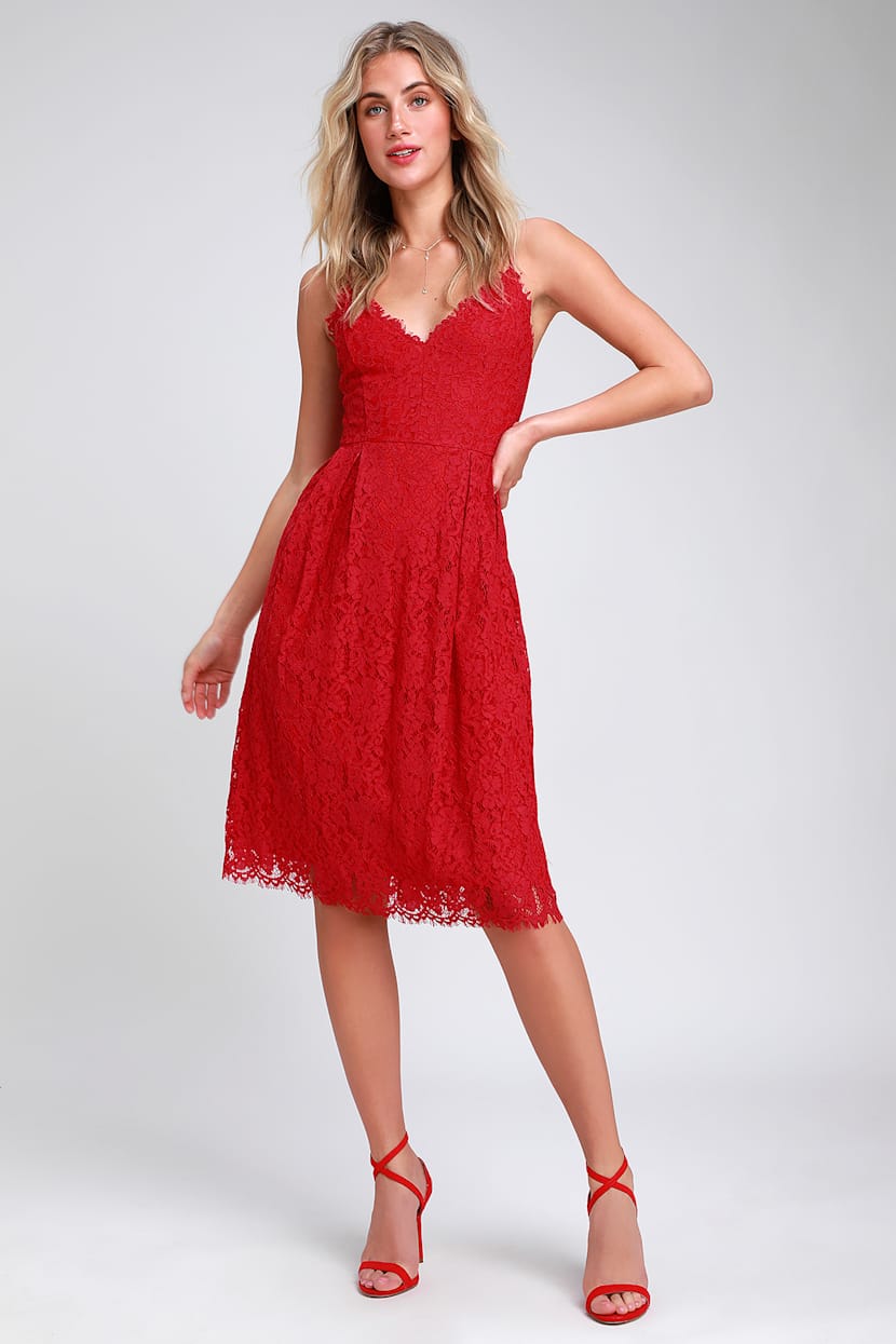 red midi skater dress Elowin Statement Sleeve Skater Midi Dress Red  Girl In Mind