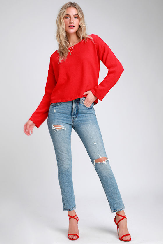Sussex Red Tie-Back Knit Sweater 2