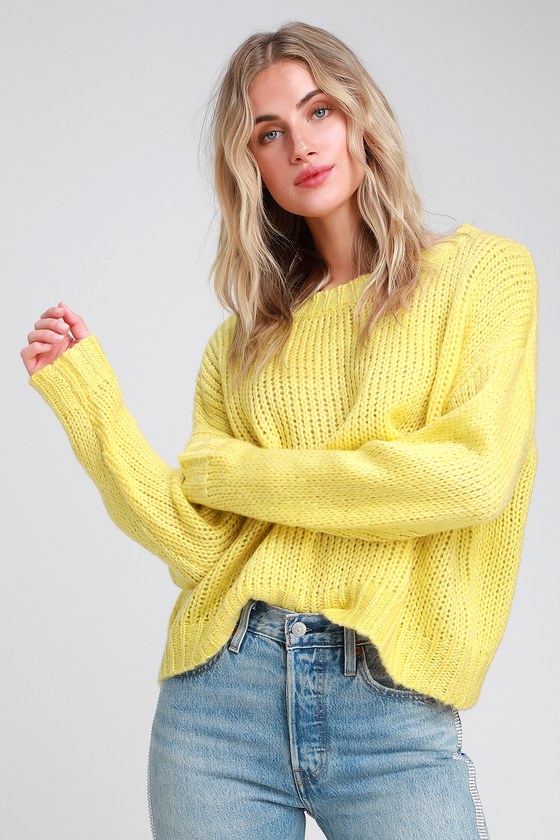 Cozy Yellow Sweater - Loose Knit Sweater - Basic Sweater - Lulus