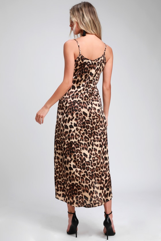 leopard slip midi dress