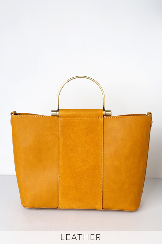 Chic Mustard Yellow Tote Suede Leather Tote Classic Tote