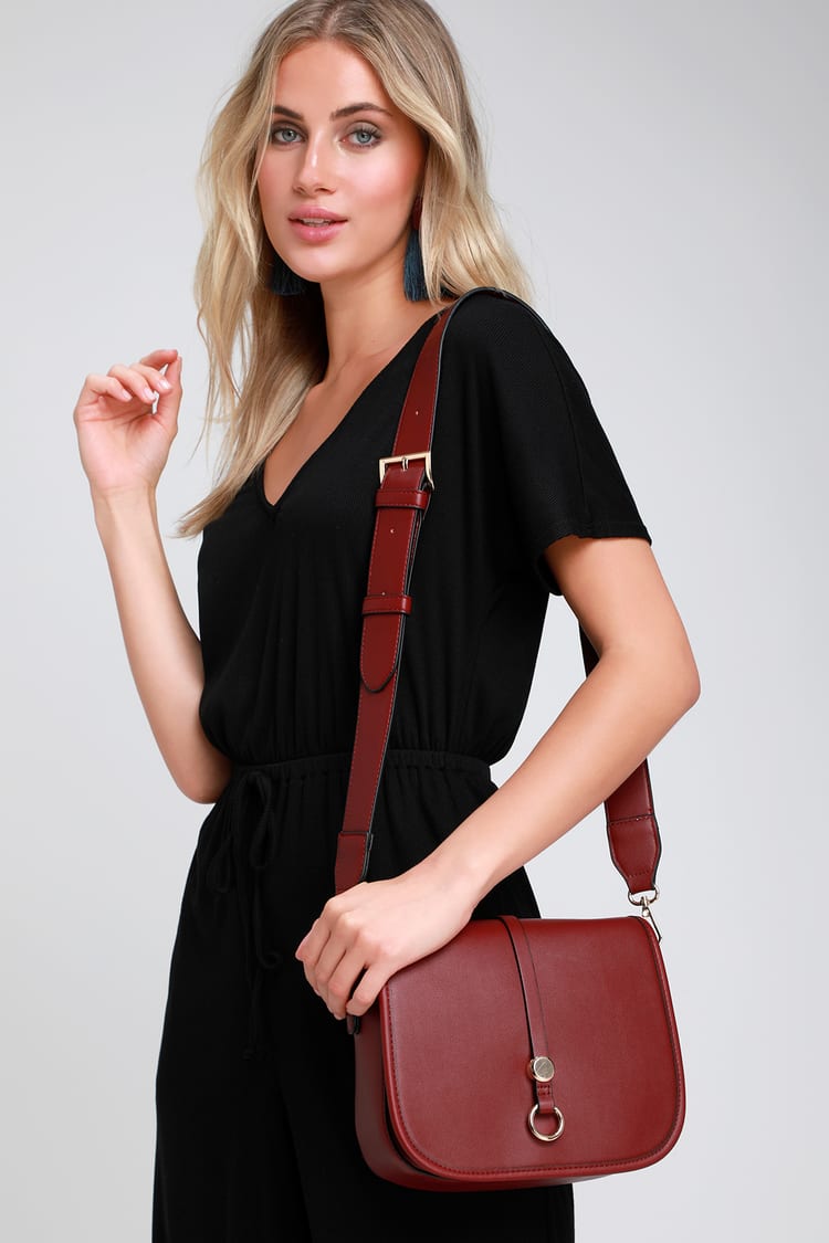 Chic Burgundy Purse - Faux Leather Purse - Cross-Body Purse - Lulus