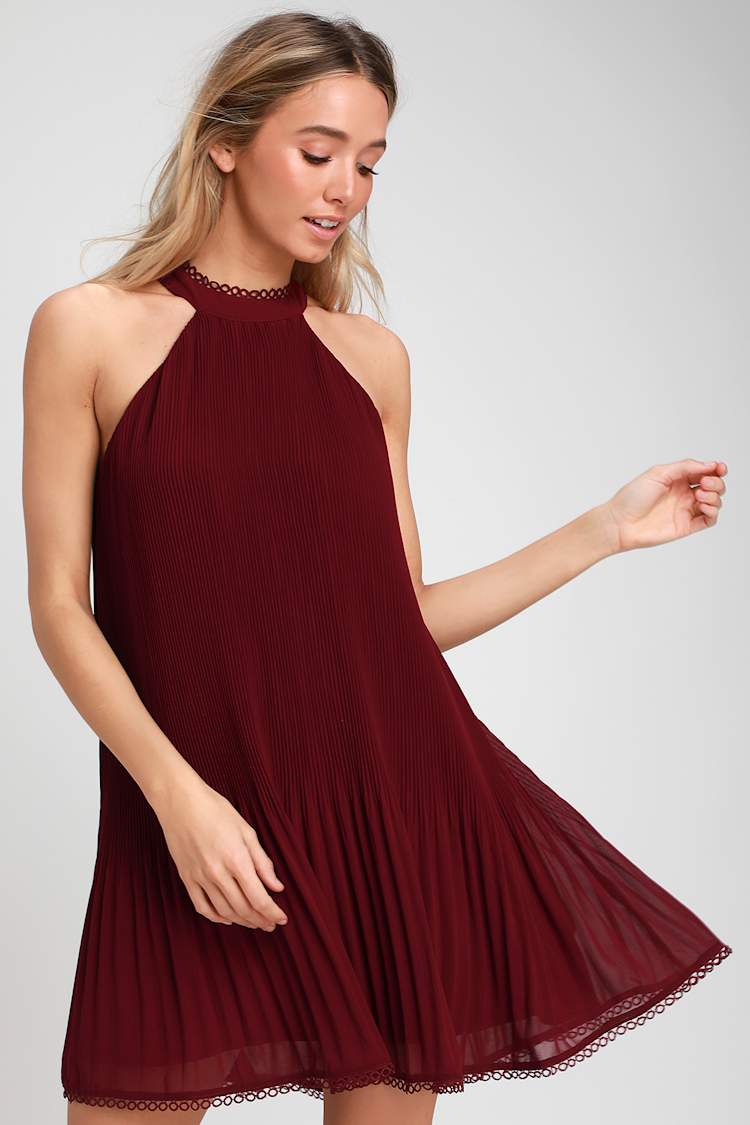 open lace back dress Elegant Halter Red Pleated Deep V-Neck Open Back Tie-Up Satin Maxi Dress L / Red