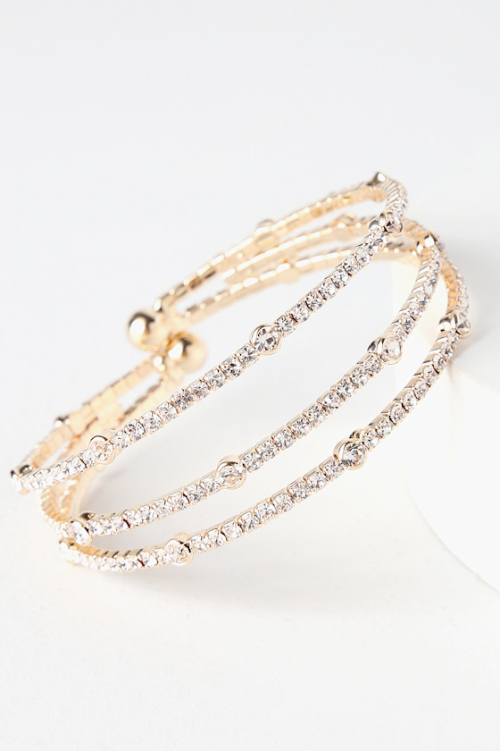 Lovely Gold Bracelet Cuff Bracelet Rhinestone Bracelet Lulus
