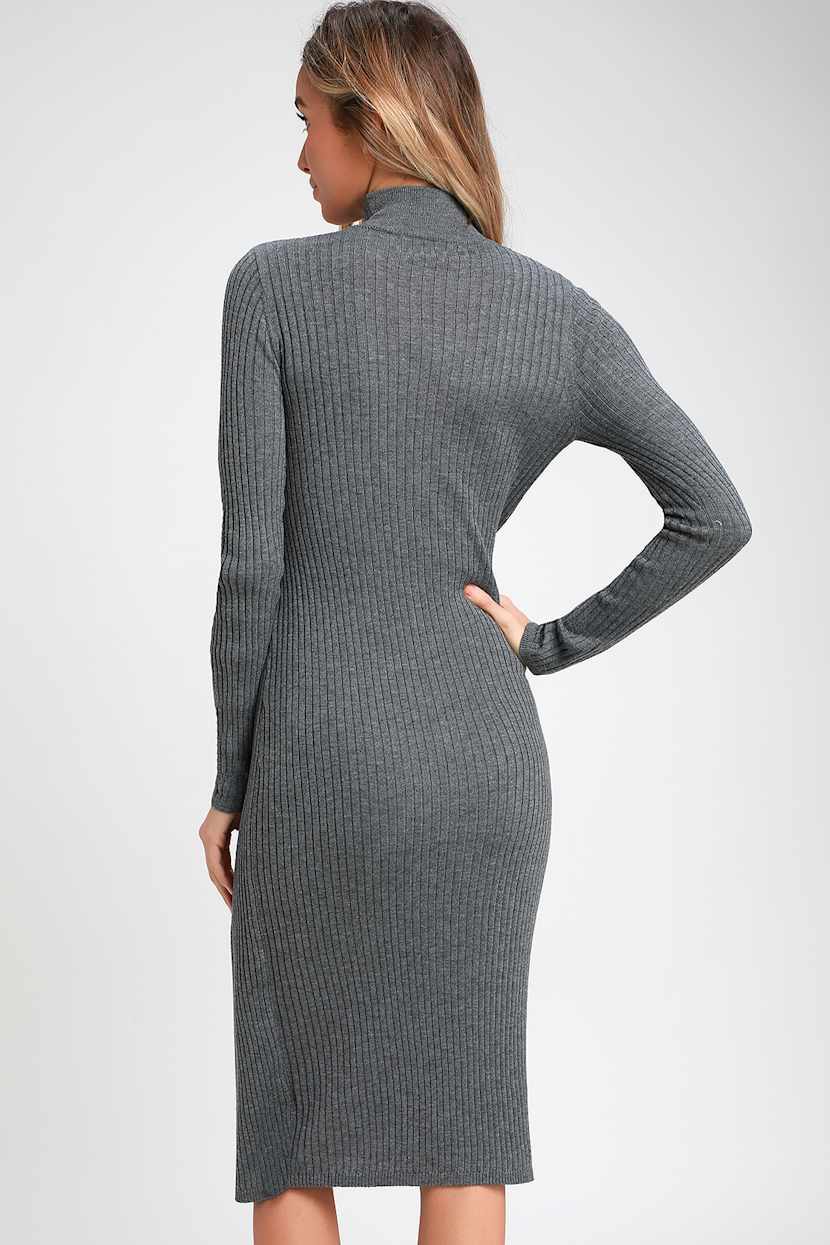 Chic Grey Sweater Dress - Ribbed Wrap Dress - Midi Sweater Dress - Lulus